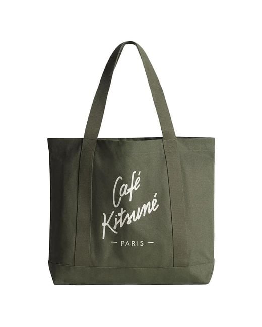 Café Kitsuné Green Logo-Print Tote Bag