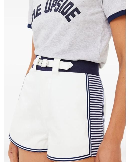 The Upside White Racer Shorts Mit Gestreiftem Einsatz