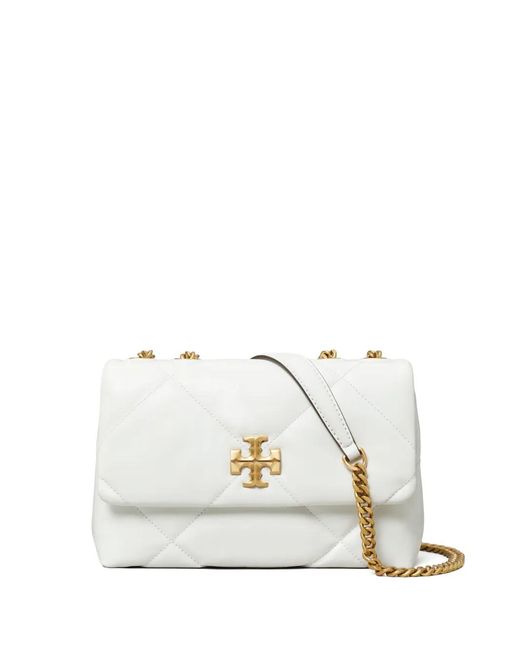 Tory Burch White Quilted Small Leather Shoulder Bag For Ss24