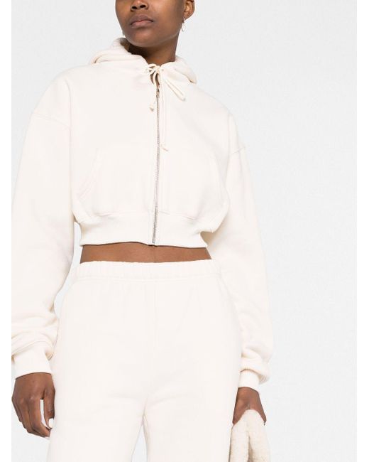 Danielle Guizio Zip-up Cropped Hoodie in Natural | Lyst UK