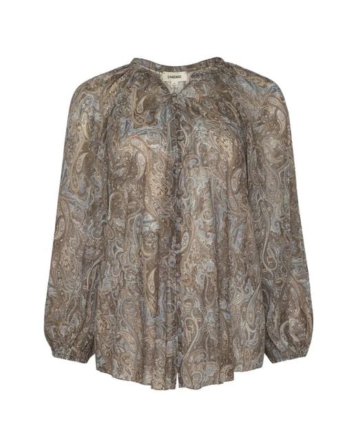 L'Agence Brown Teagan Paisley-Patterb Blouse