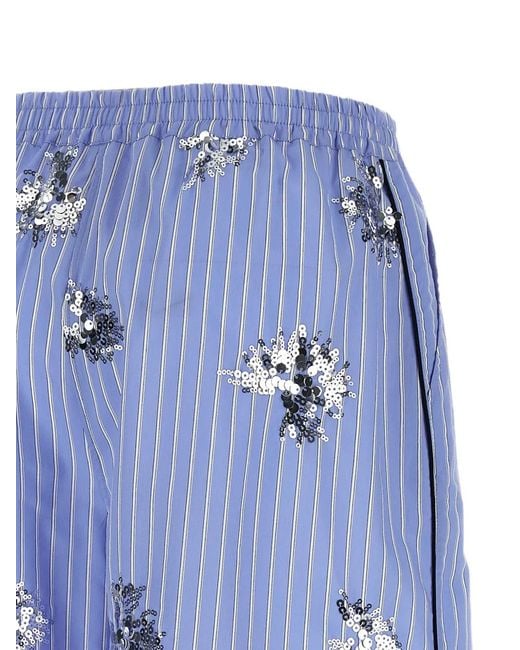 Le twins Blue Midday Sequin-Embellished Striped Shorts