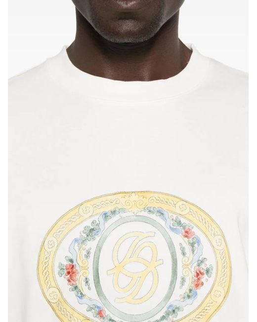 Drole de Monsieur White Oval-Frame Logo T-Shirt for men