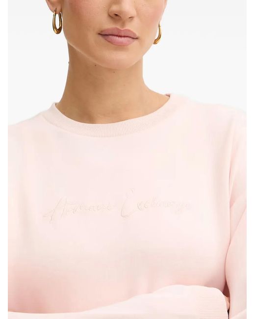 ARMANI EXCHANGE Pink Embroidered-Logo Sweatshirt