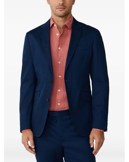 Hackett Blue Single-Breasted Notch-Lapel Blazer for men