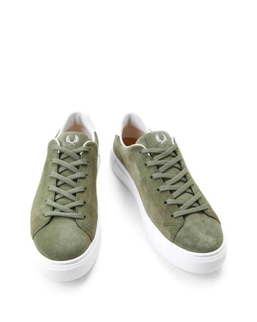 Fred Perry Green Logo-Print Sneakers for men