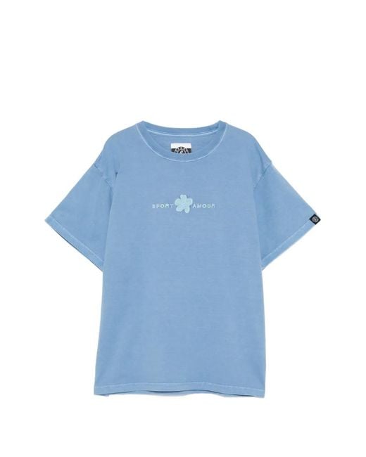SPORT b. by agnès b. Blue Logo-Print Cotton T-Shirt