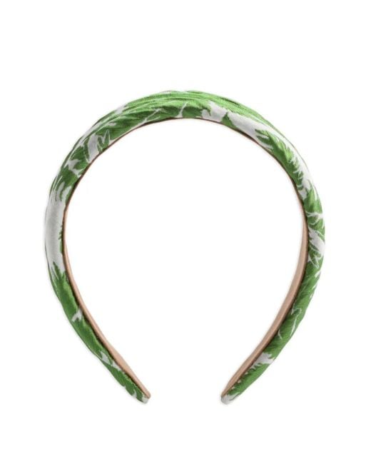 LaDoubleJ Green Leaf-Print Padded Head Band