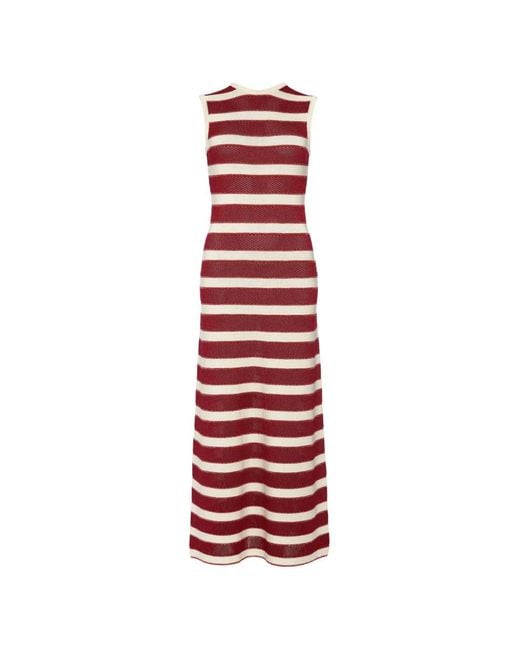 Eres Red Régulière Striped Open-Back Maxi Dress