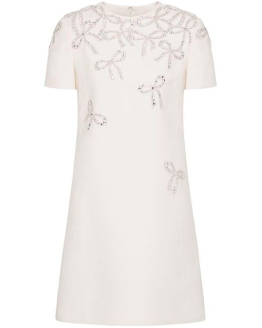 Valentino Garavani White Crepe Couture Minikleid mit Stickerei