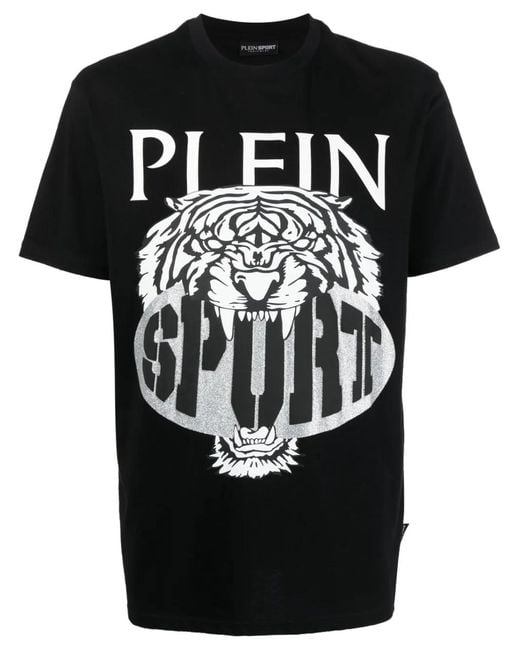 Philipp Plein Black Ss Tiger Round-Neck T-Shirt for men