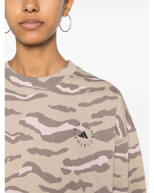 Adidas By Stella McCartney Natural Logo-print Leopard Sweatshirt