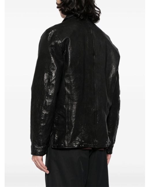 Yohji Yamamoto Black Classic-collar Leather Jacket for men
