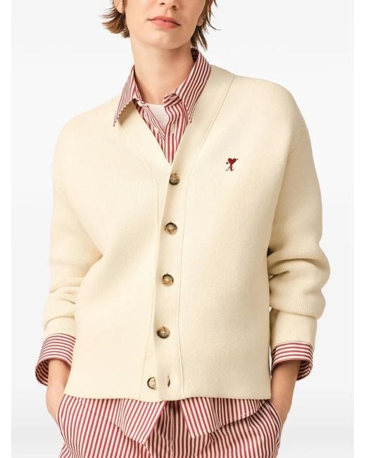 AMI Natural Cotton And Wool Arrow Cardigan