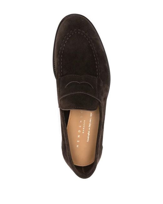 Henderson Brown Penny-Slot Suede Loafers for men
