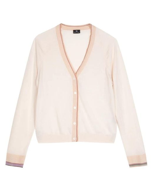 Paul Smith Natural Stripe-Trimmed Cardigan