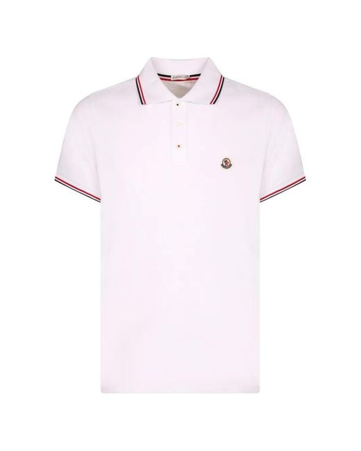 Moncler Pink Logo-Patch Pique Polo Shirt for men