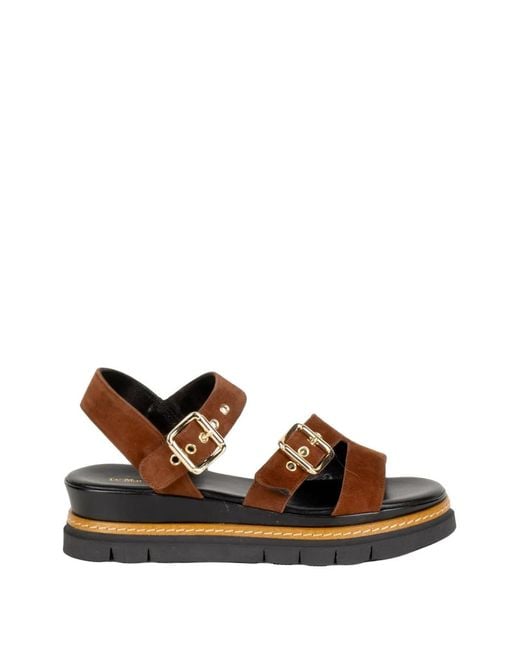 Luca Grossi Brown Buckle-Fastening Suede Sandals