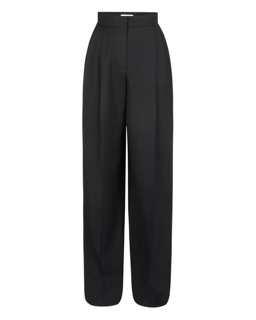 Nina Ricci Black Pleated-Motif Wool Gabardine Trousers