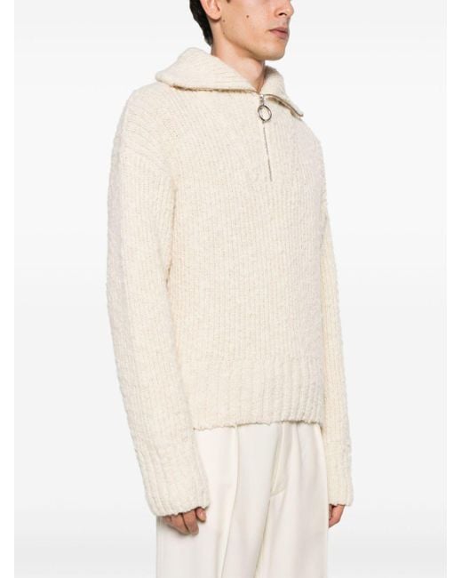 AMI Natural Brushed Half-zip Jumper