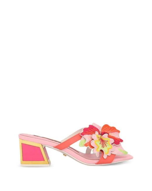 Kat Maconie Red Sandales Eve À Fleurs Appliquées