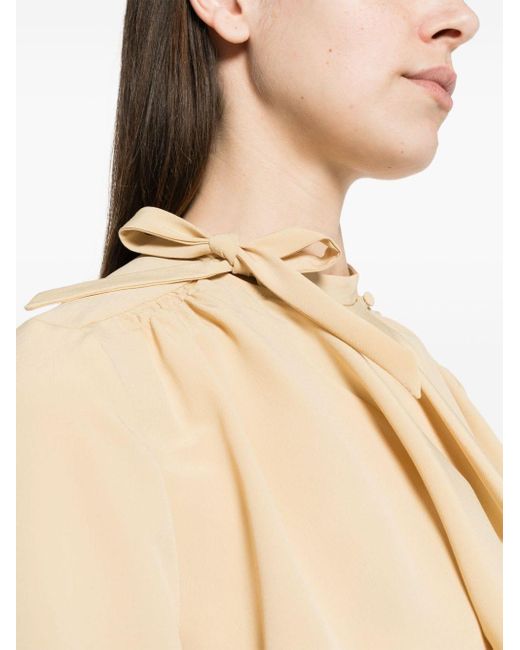 Blusa drapeada con detalle de lazo Isabel Marant de color Natural