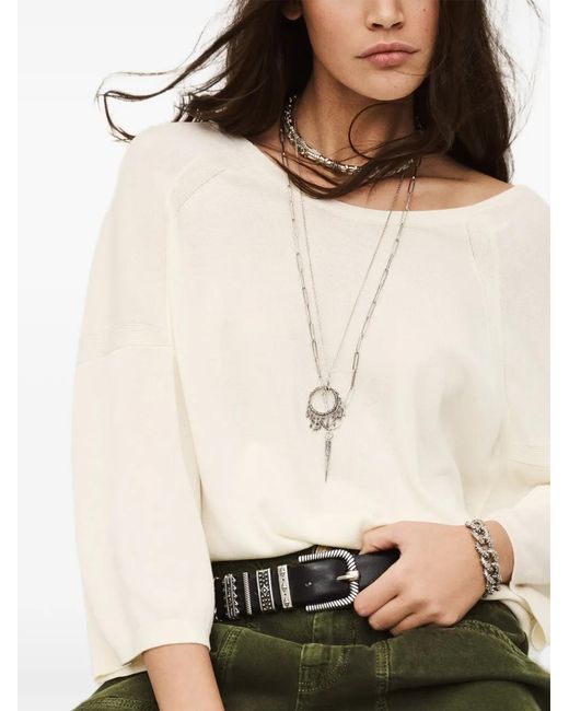 Ba&sh Natural Open-Back Buttoned Sweater