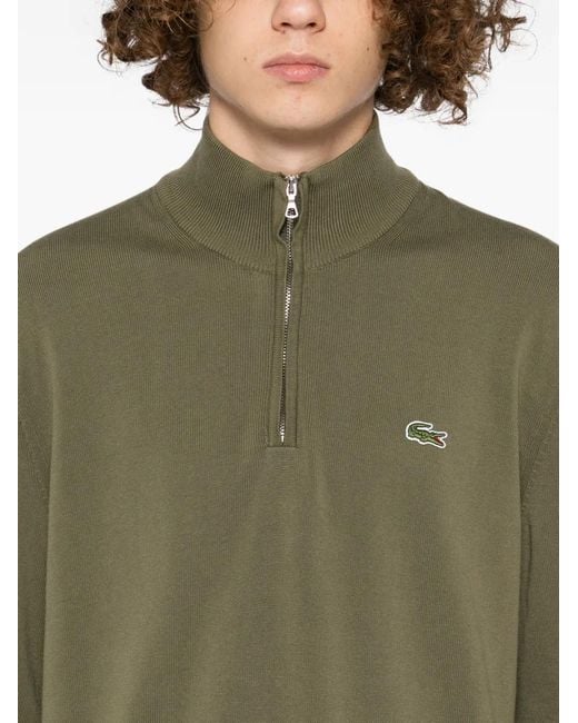Lacoste Green Cotton High-Neck Jumper for men