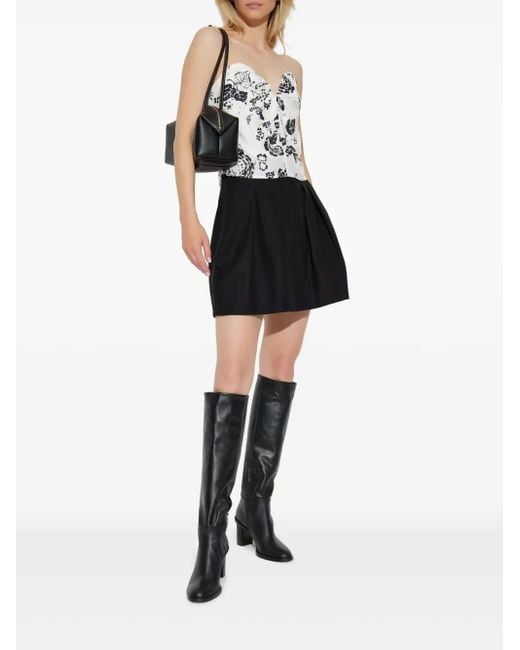 Max Mara White Floral Print Bustier Top