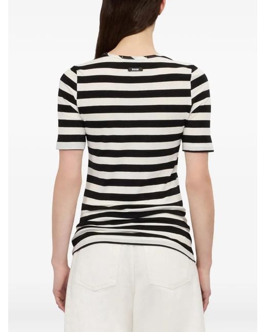 MSGM Black Striped Short-Sleeve T-Shirt