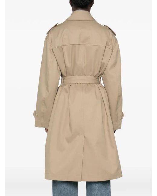 Saint Laurent Natural Double-Breasted Belted Trench Coat