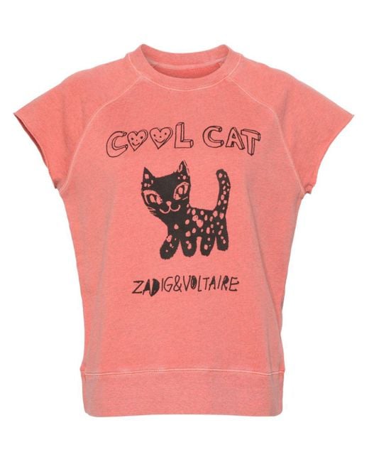 Zadig & Voltaire Pink Cool Cat Sleeveless Sweatshirt