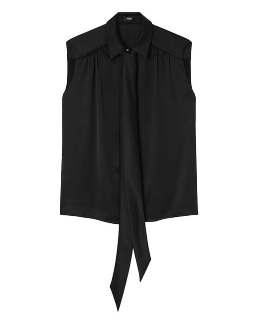 Versace Black Satin Lavallière Shirt