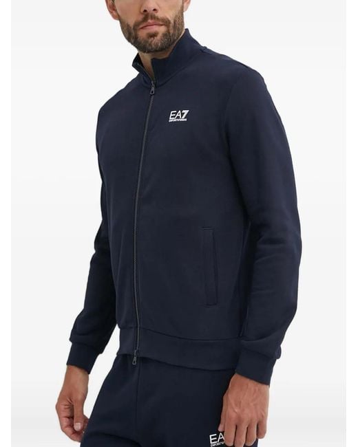EA7 Blue Zip Logo Jumpsuit for men