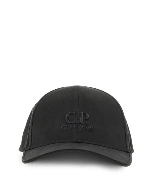 C P Company Black Gabardine Contrast Cap