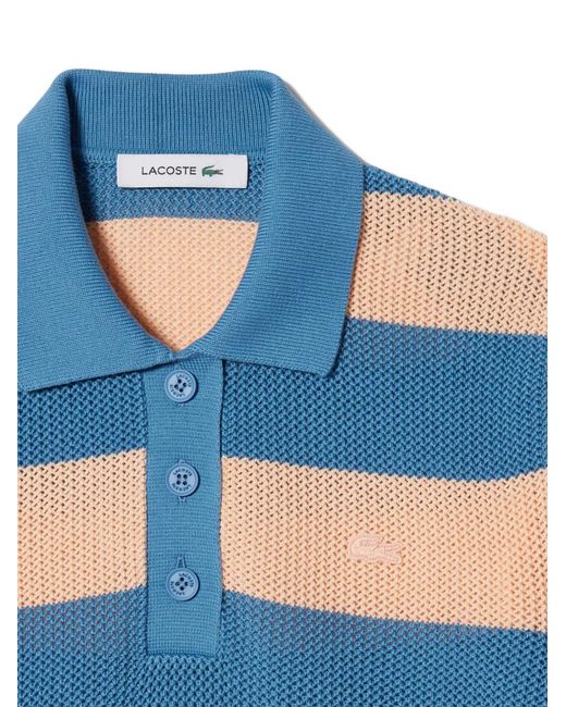 Lacoste Blue Striped Mesh Polo Shirt