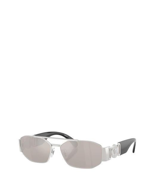 Versace White Medusa Geometric-Frame Sunglasses for men