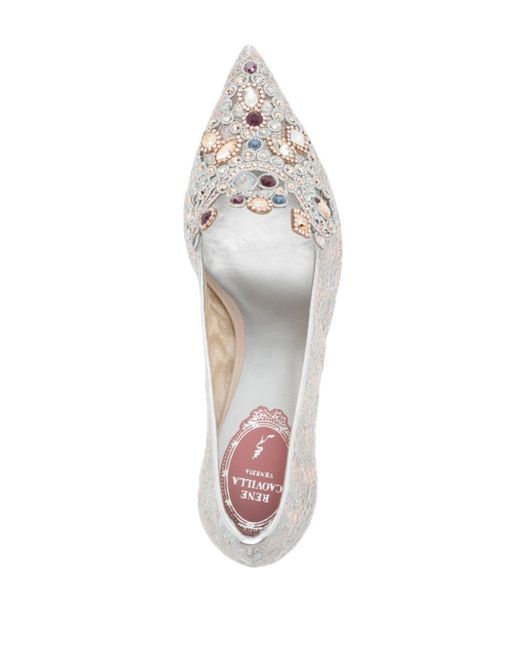 Zapatos Cinderella con tacón de 80 mm Rene Caovilla de color White