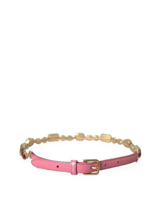 Dolce & Gabbana Multicolor Crystal-Embellished Leather Belt