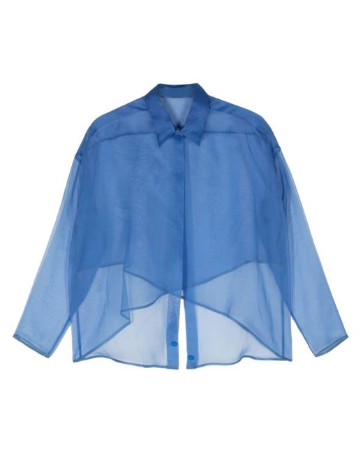 Camicia semi trasparente aperta di Giorgio Armani in Blue