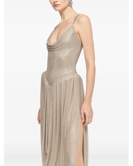 Nissa Natural Exaggerated Hip Maxi Dress