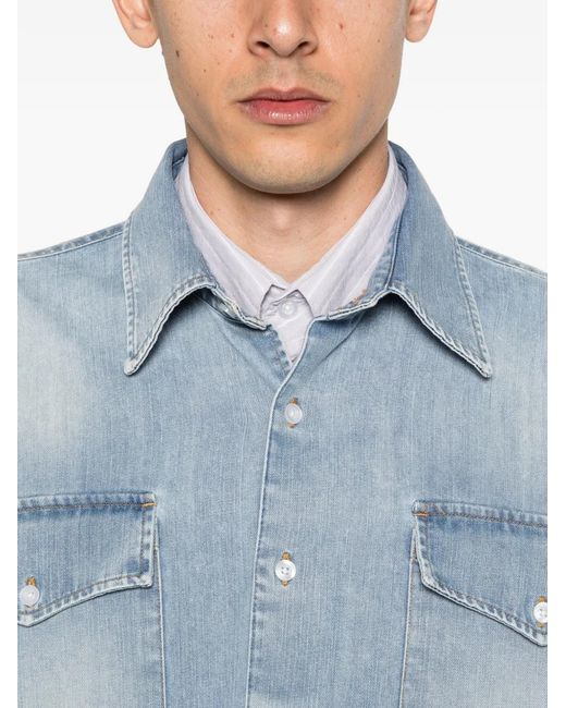Carter Young Blue Denim Utility Shirt for men
