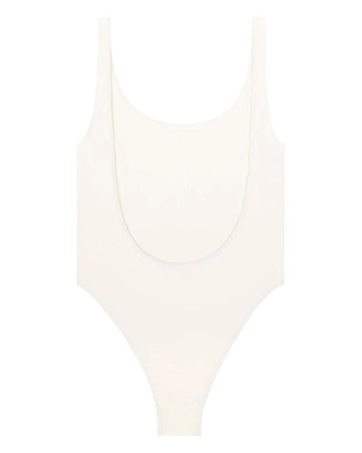 Sporty & Rich White Carla Logo-Print Swimsuit