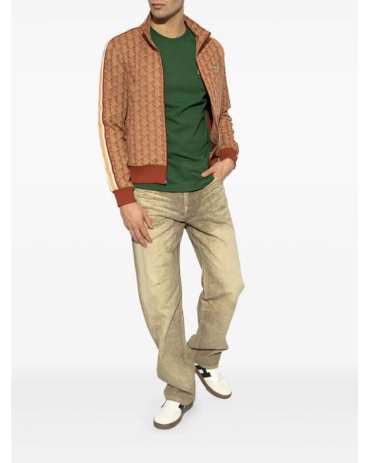 Lacoste Brown Monogram-Pattern Cardigan for men