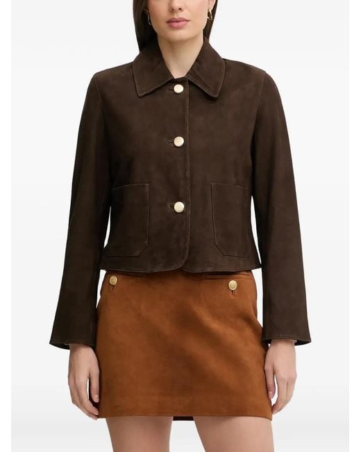 Pedro Del Hierro Madrid Brown Buttoned Suede Jacket