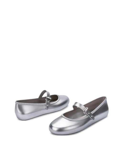 Melissa White Soft Buckle-Strap Ballerinas