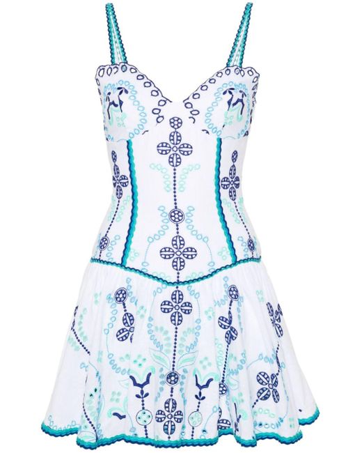 Charo Ruiz Blue Sissy Embroidery Mini Dress