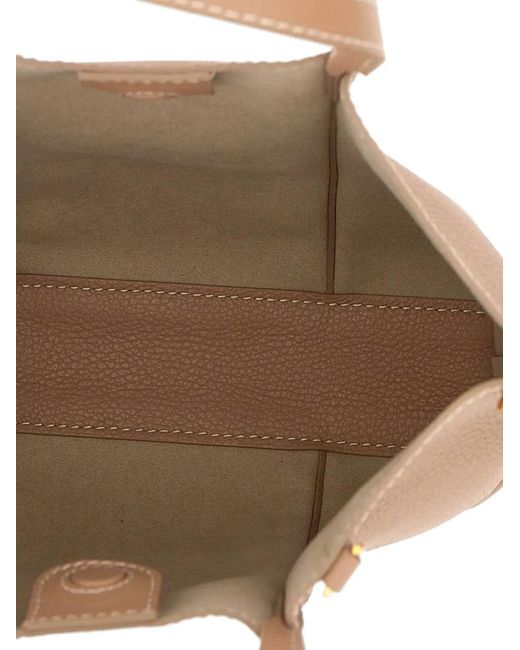 Gianni Chiarini Natural Zahara Ribbed Grained Leather Tote Bag