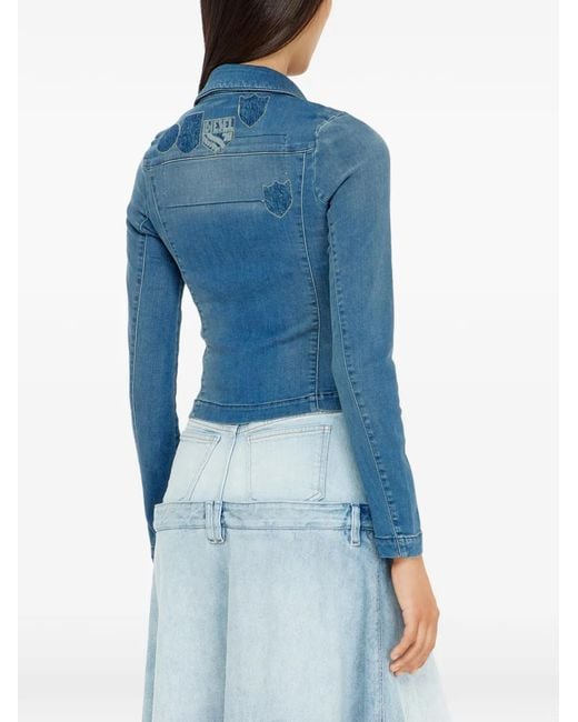 DIESEL Blue One-Button Denim Shirt With Patch Effects