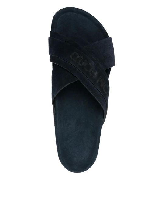 Tom Ford Blue Perforated-Logo Slides for men